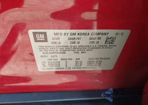 2015 Buick Encore from USA, damaged, VIN KL4CJASB7FB160995